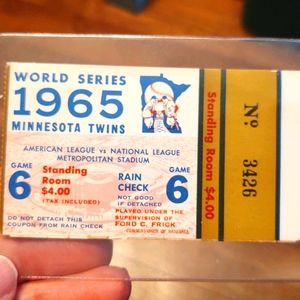 Minnesota Twins 1965 World Series ticket stub